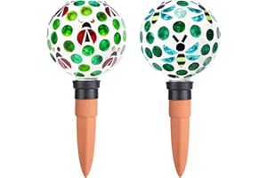 Chonsun Watering Globe for Plants Mosaic Self Watering Spikes 2 Pack Large Self Watering Planter Insert Automatic Watering Device Outdoor Garden