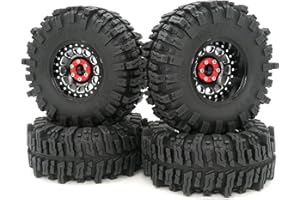 HOBBYSOUL 124mm Tall Mud Slingers 2.2 Beadlock Wheels and Tires, Adjustable 4 Offsets Rims & Soft Sticky Tyre for 1/10 RC Crawler Trail TRX4 SCX10 Gen8,HS701204