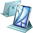 JETech Rotating Case for iPad Air 13-Inch M3/M2 (2025/2024) with Pencil Holder, 360 Degree Rotation Protective Stand Cover Clear Back, Auto Wake/Sleep (Blue)