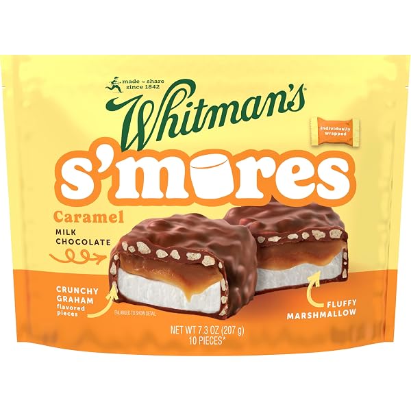 WHITMAN’S S’MORES CARAMEL MILK CHOCOLATE CANDY, BAG 7.3. OZ