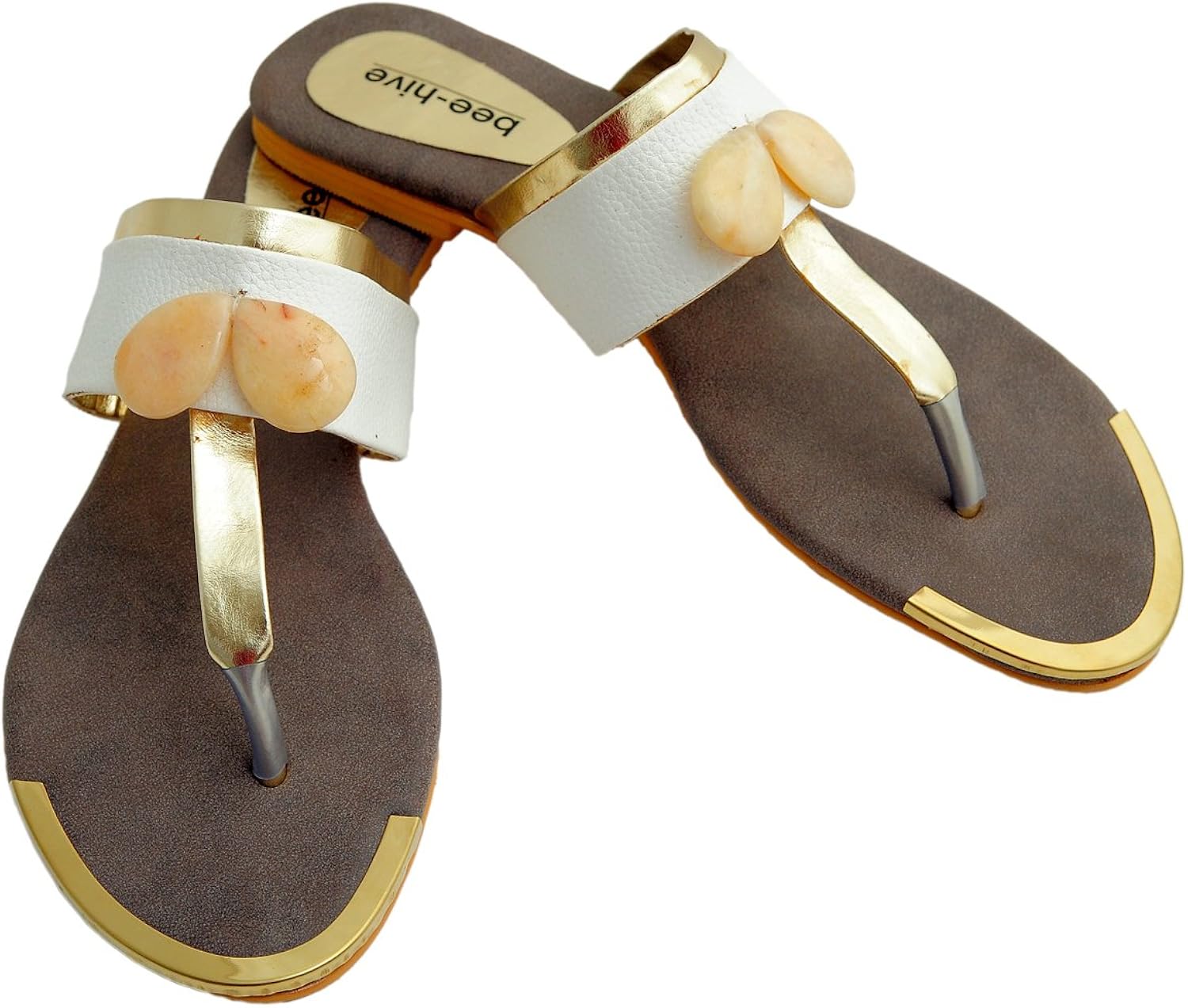 Bee Hive Women�s Brown PU Flats (BHVGreyWhiteGold10
