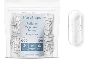 PureCaps USA - Empty Vegetarian Vegan Pullulan Pill Capsules Size 000 | 100 Joined Pills| Clear| Non-GMO Certified | SLS, Gluten, Preservative Free