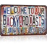 TREEPERI Vintage Welcome To Our Backyard Wall Decor Metal Sign Tin Signs - Oasis Relax Unwind Whatever You Bring