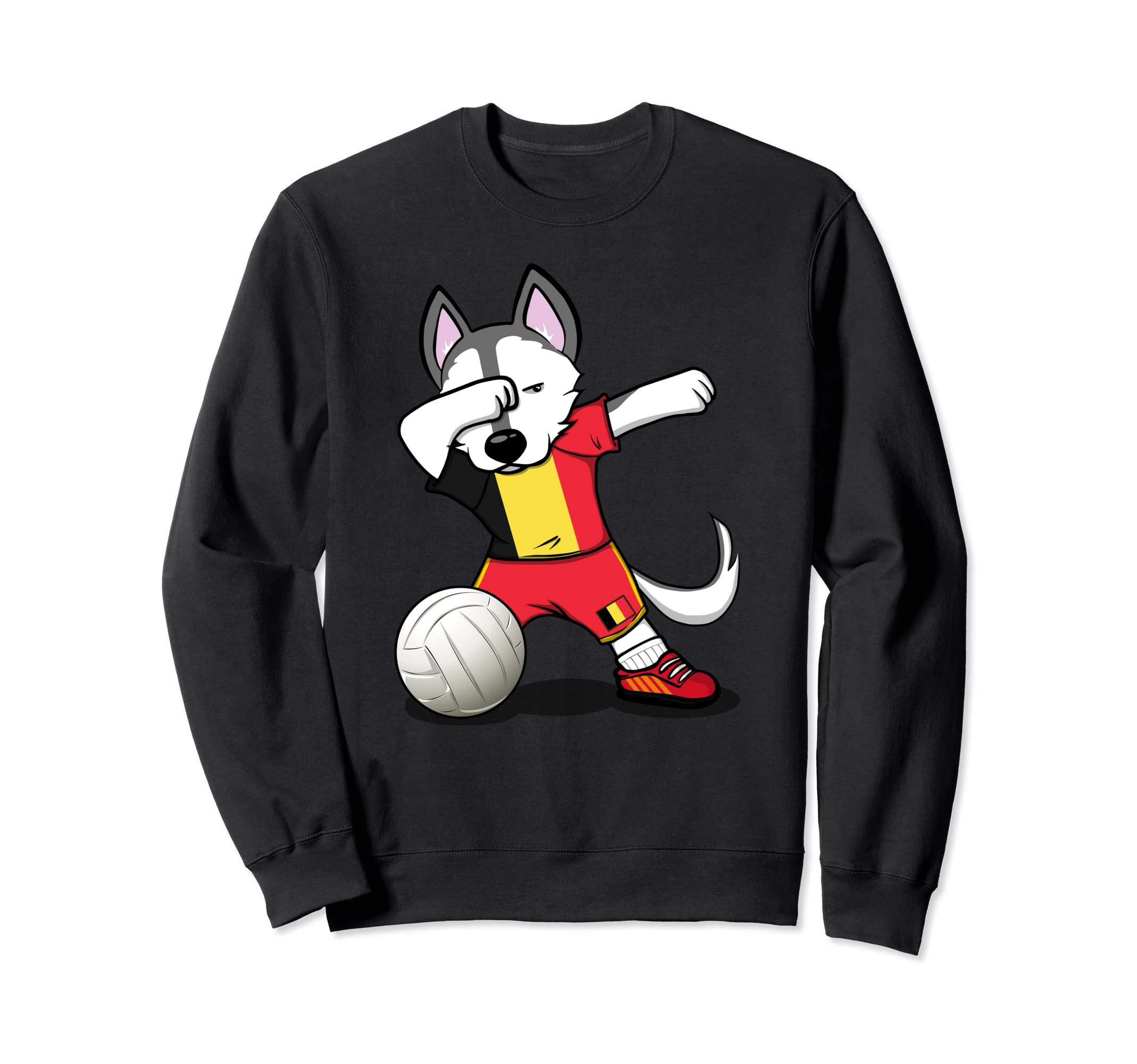 Dabbing Husky Belgium Volleyball Fans Jersey Belgian Flag Sweatshirt