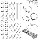 180Pcs No Tarnish Leverback Hooks for Earring Making, stino Hypoallergenic Stainless Steel Jewerly Findings Supplies, Gold Plated & Silver Set (Silver)