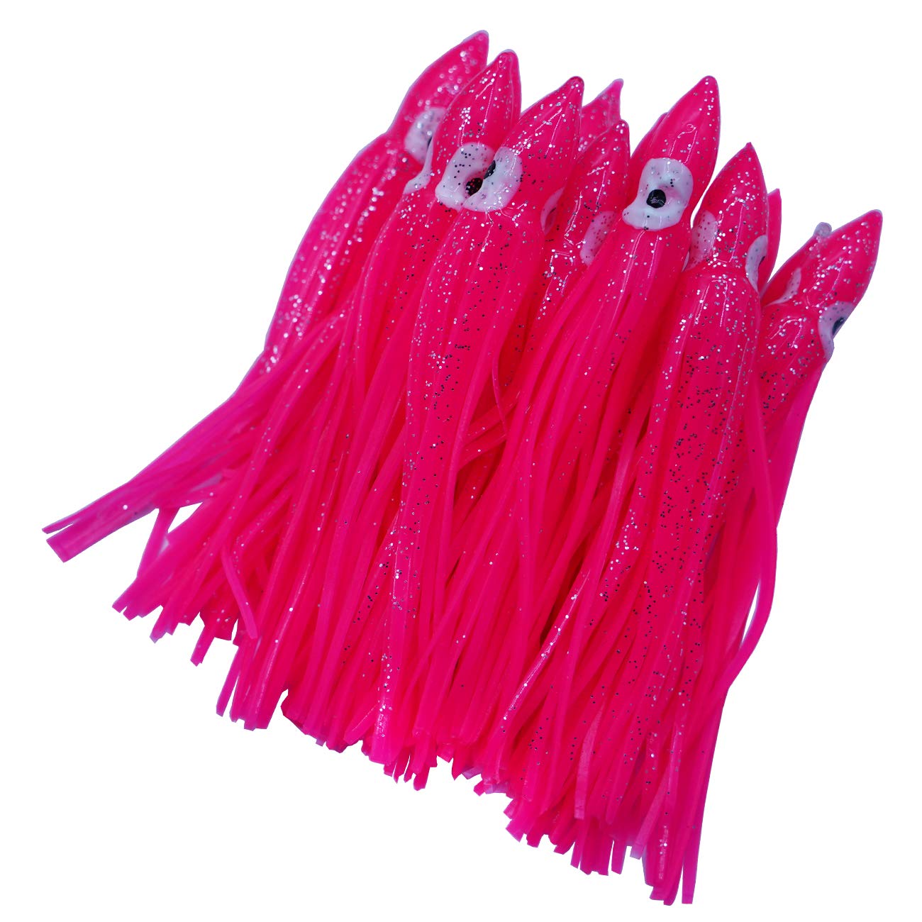 Photo 1 of Cheerouters Hoochie Octopus Skirts Trolling Lures Fishing Tackle Soft Plastic Lures Luminous Squid Skirts Saltwater/Bait Lures1.9 '' - 8 ''?22PK? (7.8in/22Pack, Fluorescent Pink/Luminous)
