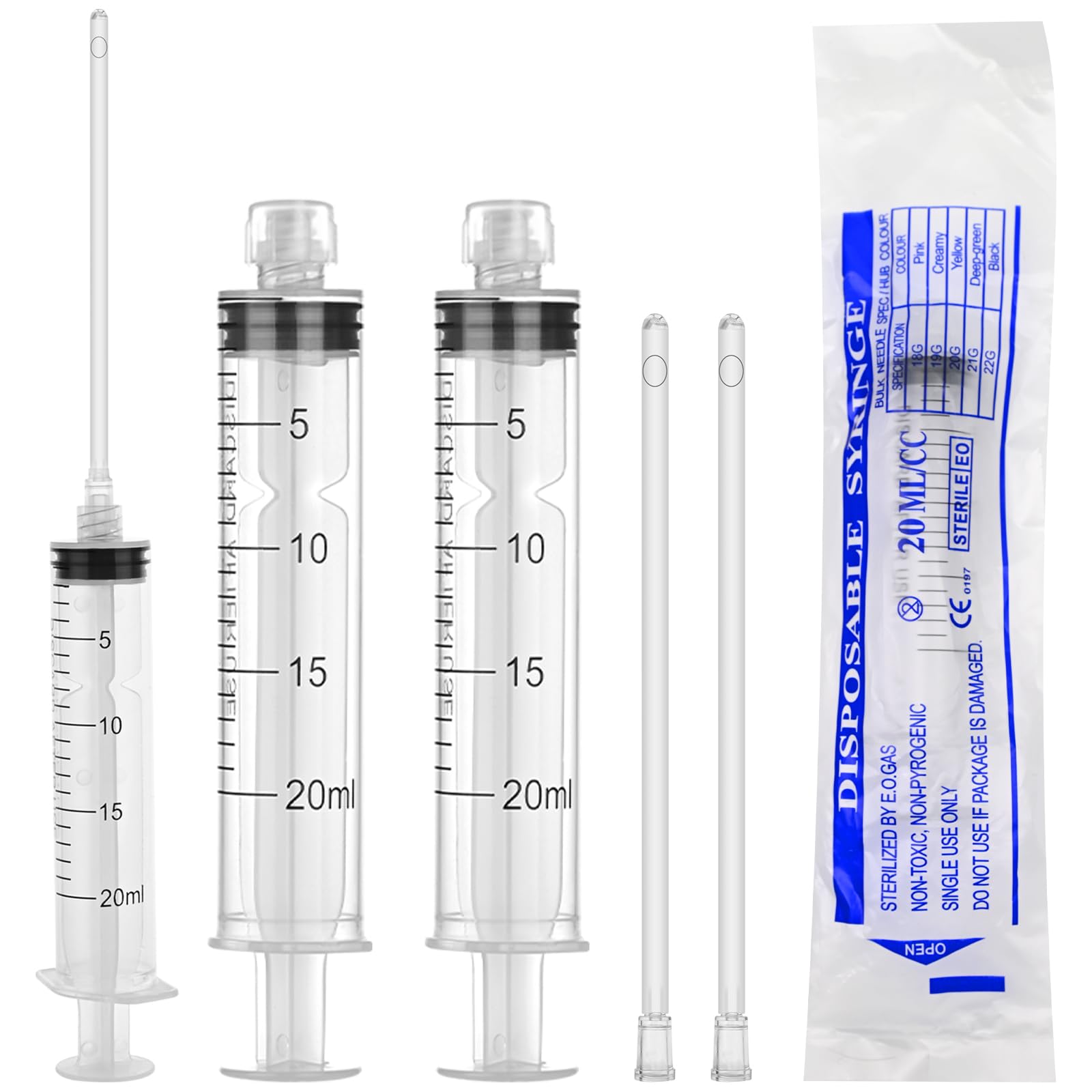 Photo 1 of 10 Pack 20ml Luer Lock Syringe - Syringes for Liquid with Soft Tube - Individually Pcakaged?Scientific Labs and Measuring, Refilling Inks