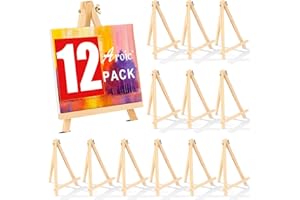 AROIC 12 Pack 9 Inch Wood Easels, Easel Stand for Painting Canvases, Art, and Crafts, Tripod, Painting Party Easel, Kids Student Tabletop Easels for Painting, Portable Canvas Photo Picture Sign Holder