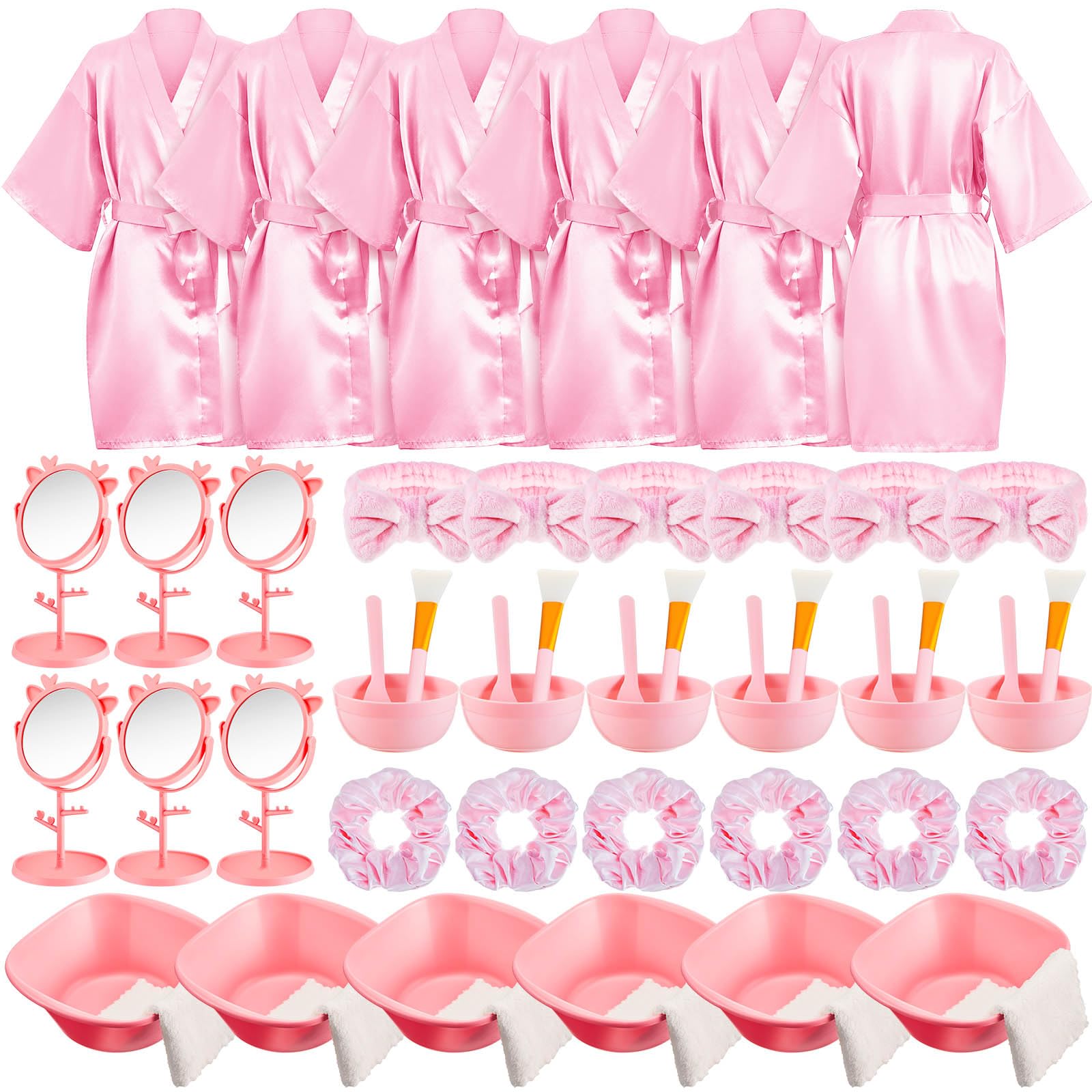 Photo 1 of **NO ROBES, HEADBANDS OR SCRUNCHIES**JenPen 6 Set Girls Spa Party Supplies Kids Robes with Accessories Kit Spa Set Party Favors for Spa Party Wedding Birthday(Size 12)