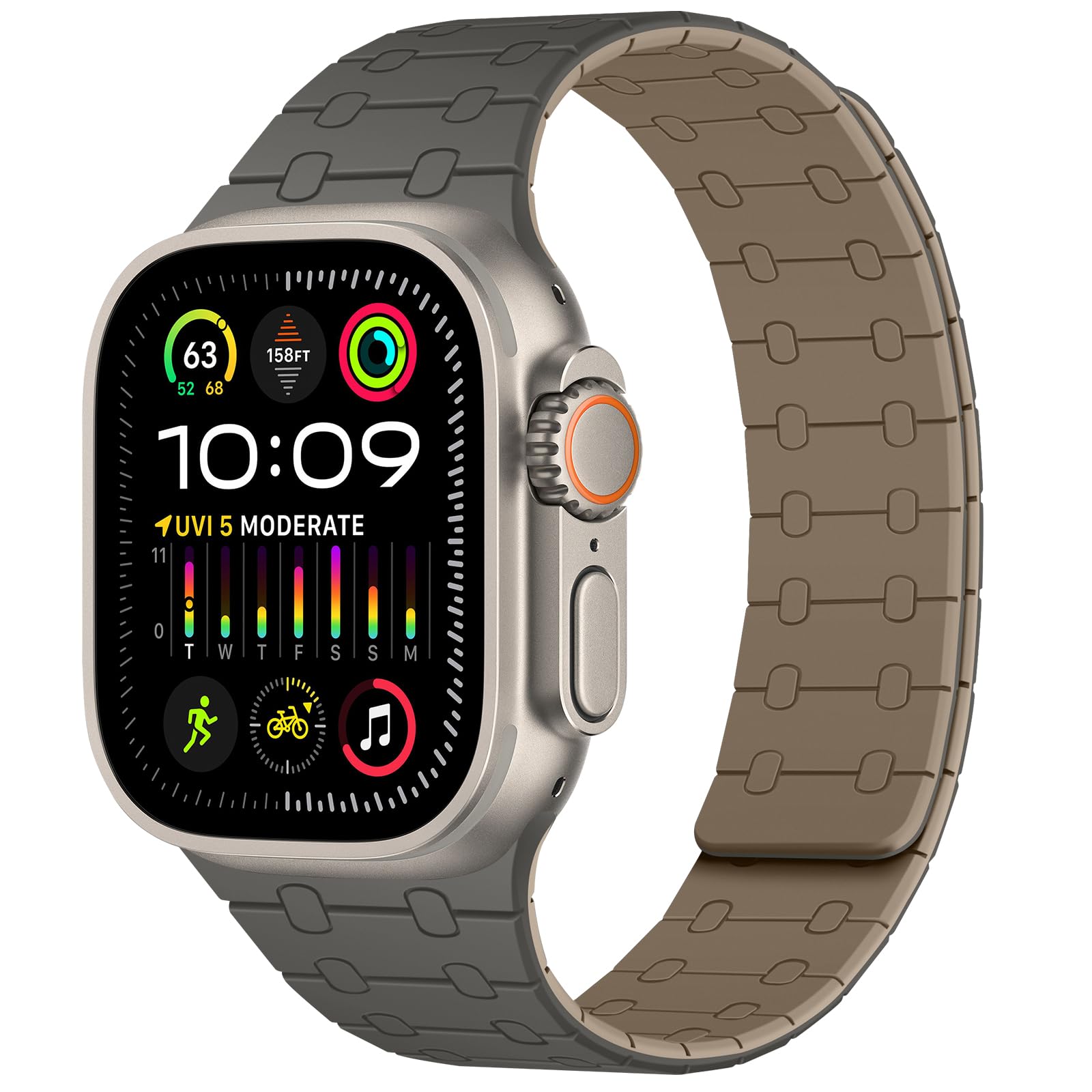 Amizee Magnetic Straps Compatible with Apple Watch Band 49/46/45/44/42/41/40/38mm Women Men, Sport Silicone Strap for iWatch Ultra 3/2/1 Series 11 10 9 8 7 6 5 4 SE3/2/1 (49/46/45/44/42, Gray Coffee)