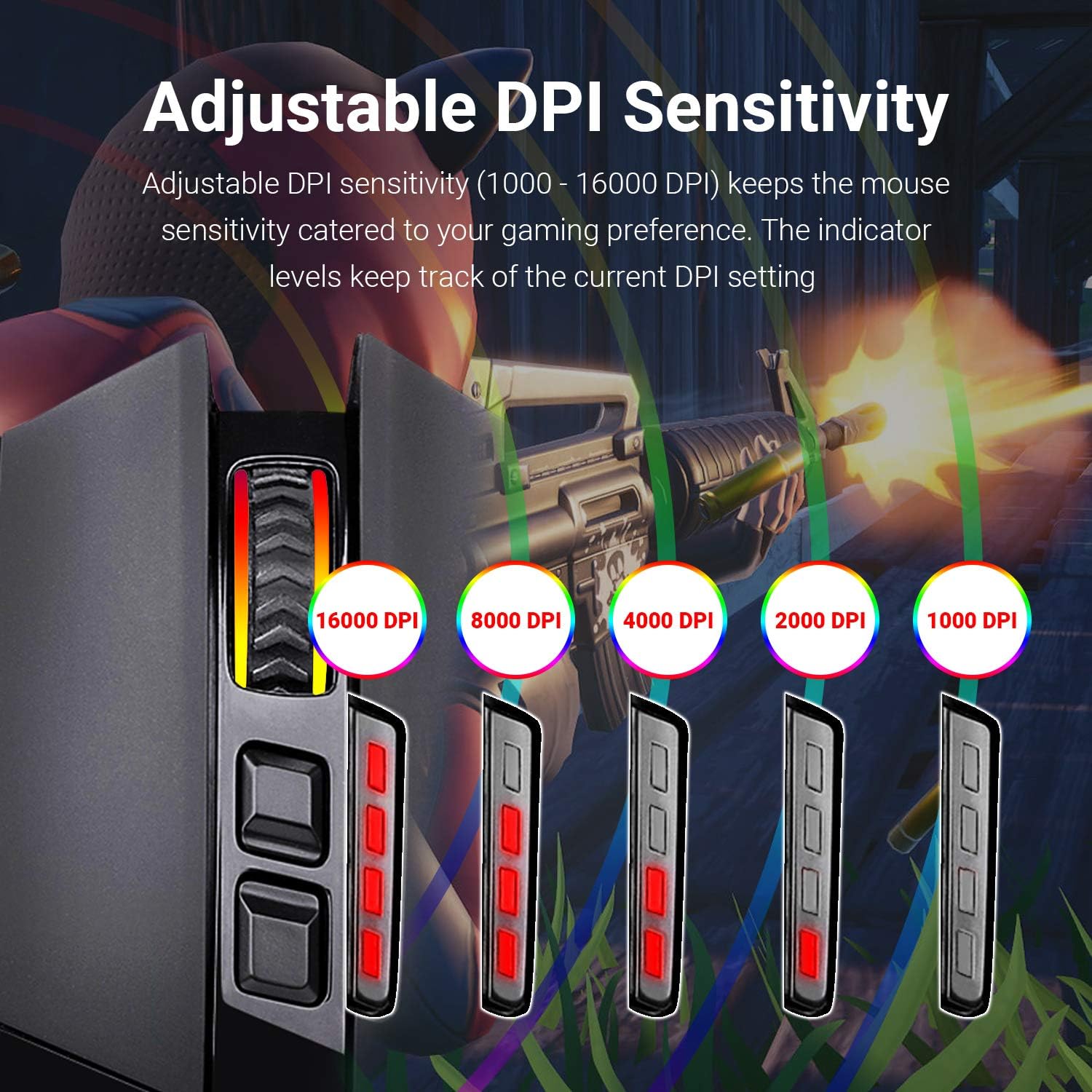 Redragon M801 PC Gaming Mouse LED RGB Backlit MMO 9 Programmable Buttons Mouse with Macro Recording Side Buttons Rapid Fire Button for Windows Computer Gamer (Wireless, Black): Electronics