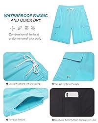 SILKWORLD Mens Bathing Suits with Compression Liner