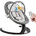 VEVOR Baby Swing, 5-Speed Baby Swing with 3 Seat Position, Portable Infant Swing for Newborn with PVC Touch Panel, Remote Control, Bluetooth, 10 Lullabies & Ornaments for 0-9 Month/0-20 lbs Boys Girls