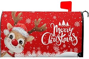 Anyako Winter Snowflake Red Mailbox Covers Magnetic Standard Size 18" X 21",Merry Christmas Reindeer Mailbox Wraps Post Letter Christmas Box Cover for Holiday Garden Yard Decor