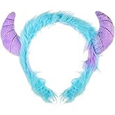 MFLMHD Furry Monster Ears Headband, Blue and Purple, Halloween Costume Accessory