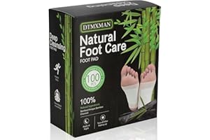 DTMXMAN 100 Packs Bamboo Foot Pads, Natural Cleansing, Promoting Sleeping, Suitable for Daily Relaxation Foot Paches, Included 100 Adhesive Sheets and 100 Foot Pads