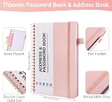 Thboxes Password Book Address Book with Tabs Pink 7.7 x 5.5 Coiled view 3