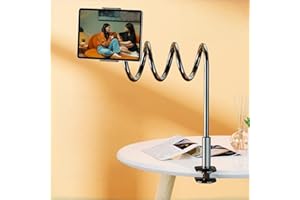 Gooseneck Tablet Holder for Phone and Tablet 360° Adjustable Clamp Mount for Bed and Desk, EReader, Recording, Reading, Filmi