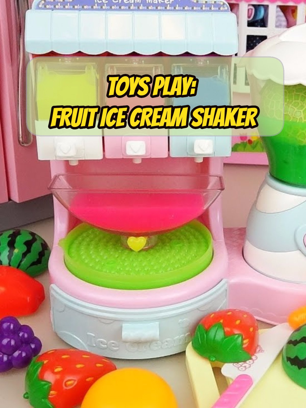 fruit ice cream shaker and baby doll refrigerator toys play