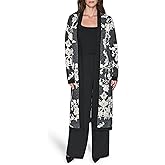 KARL LAGERFELD womens Long Sleeve Patterned V Neck Long Cardigan