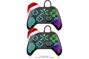 Dinosoo 10ft Wired RGB Wireless Controller for Xbox Series X|S, One & PC, Turbo, Macro Function, Dual Vibration, 3.5mm Audio Jack - Black