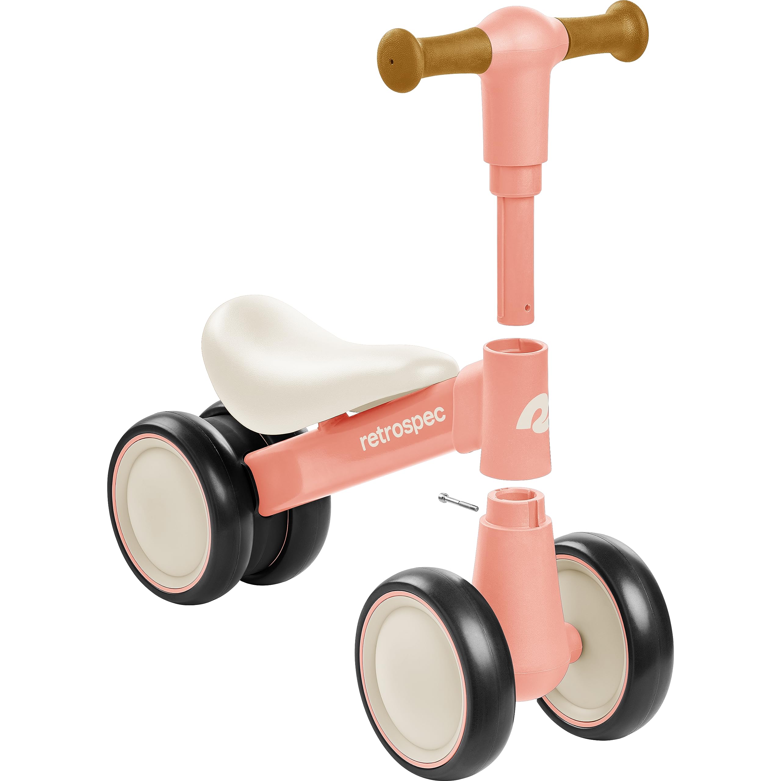 Retrospec Cricket 2 Baby Walker Balance Bike with 4 Wheels - Safe Learning Toy for Ages 12-24 Months - Scratch-Resistant Indoor Outdoor Toddler Riding Toy with Steering Limit & Soft Grips