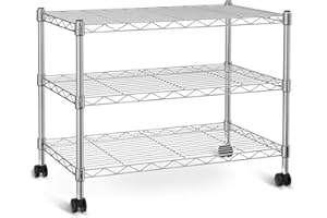 Xcity 3 Tier Metal Shelving Unit, Adjustable Storage Shelves with Wheels, 1200lbs Capacity Heavy Duty Steel Organizer Wire Rack for Pantry, Kitchen, Garage, 14" D x 24" W x 20" H, Chrome