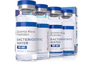 QUANTUM INNOVATION LABS BAC Water for Peptides | 4 Pack (10 mL Each) | 0.9% Benzyl Alcohol | Sterile Glass Vials | PES 0.22µm Micron Filtered | Produced by USA-Based Peptide Specialist