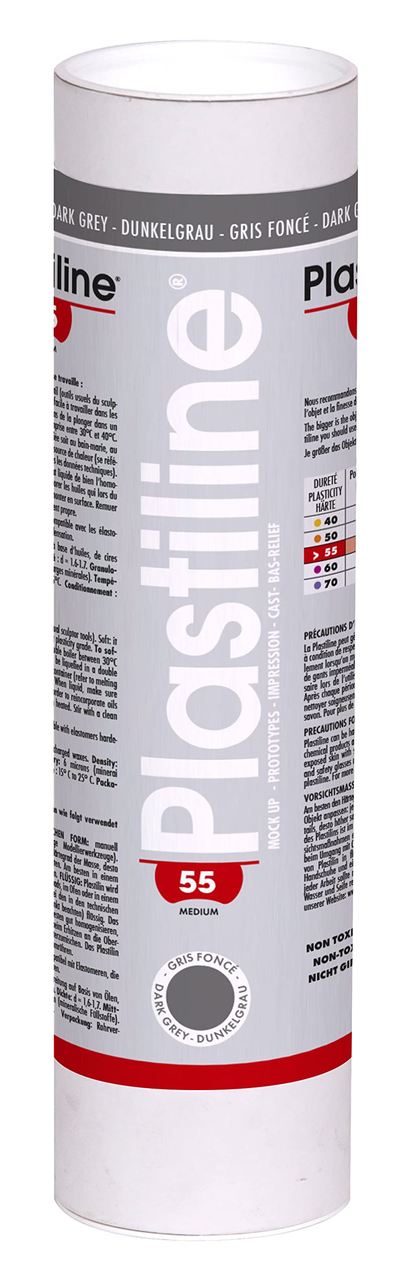 Plastiline 1755T - Plastiline tube - Modelling Paste, High Precision - Sculpting, Moulding - Hardness 55 (medium) - 1 kg - Dark Grey shade. Made in France โ image 1