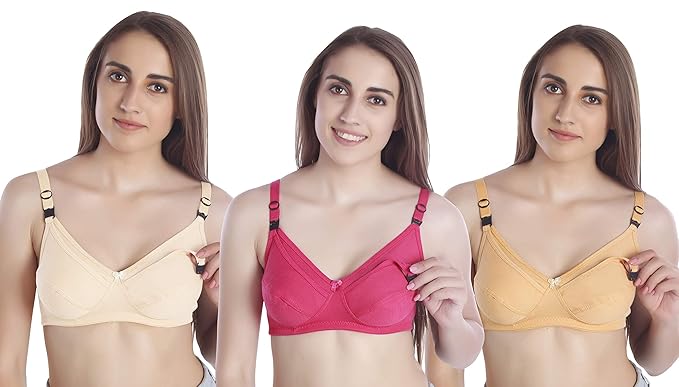 Seamed Breastfeeding Nursing Maternity Bra for Women's Combo (Pack of 3)