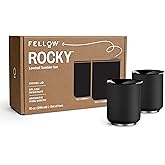 Fellow Rocky Lowball Tumbler Set of 2 - ​​Insulated Stainless Steel Cocktail Tumblers with Ceramic Interior and Swivel Pebble Lid - 10 oz, Matte Black
