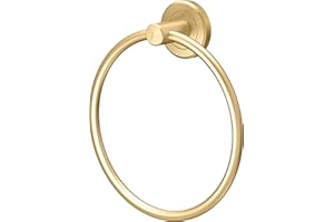 Gatco 4232 Latitude II, Towel Ring, Brushed Brass/Wall Mounted 6.50" Towel Ring for Bathroom/Hand Towel Holder