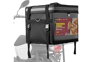 NESTHAO Insulated Food Delivery Bag for E-bikes/Scooters/Motorcycles, Waterproof Delivery Bag with Carrier Rack,Perfect for Catering,Restaurants,Delivery Drivers,Doordash and more,62L - Fit 14'' Pizza box