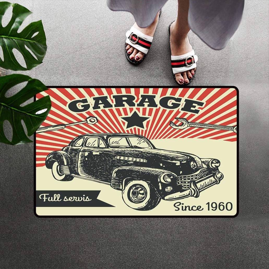 Teatrail Antique Vehicle Decor Low Profile Doormat Rug