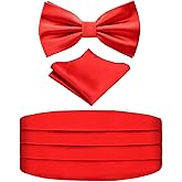 Alizeal Multicolored Silk Solid Cummerbund for Mens Gift Bow Tie Set