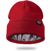 Satin Lined Winter Beanie Hats for Women Unisex Cotton Knitted Cuffed Knit Hat with Silky Lining Slouchy Skull Cap