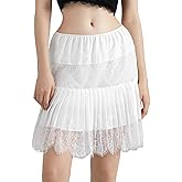 Women Y2k Lace Half Slip Skirt Flowy Ruffle Pleated Mini Skirts Fairy Mesh Floral Mid Rise Layered Short Skirts Underskirt