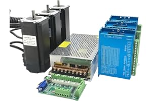 TOSEASTARS CNC Controller Kit 3 Axis with Nema 23 Closed Loop Stepper Motor 3 Nm 428 oz.in 1000 Line Encoder Stepper Motor, 24-80V DC Steping Driver, 350W Power Supply Mach3 Control Card for Engraving