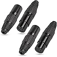 XMSJSIY 4 Pin XLR Female Plugs Connectors, 4 Pin XLR-F Plug Audio Mic Microphone Connector,XLR Cable Ends Replacement F-Plug Audio Socket-4PCS