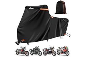 Harley Davidson Cover, Heavy Duty Cover for Motorcycle with Nano Material,SRIMMIT 420D Harley Cover Waterproof Outdoor Storage,Funda para Moto with Lock Holes,Air Vents,5 Reflective Strips(3XL)