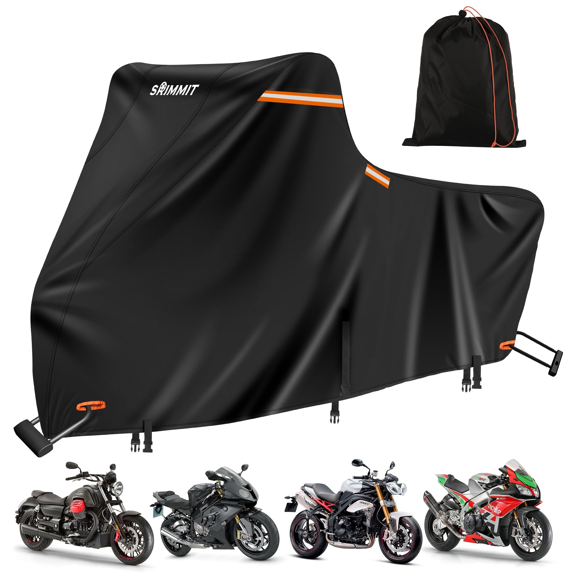 Photo 1 of Harley Davidson Cover, Heavy Duty Cover for Motorcycle with Nano Material,SRIMMIT 420D Harley Cover Waterproof Outdoor Storage,Funda para Moto with Lock Holes,Air Vents,5 Reflective Strips(3XL)