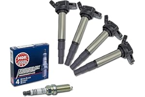 4STEED MOTORS Set of 4 Ignition Coil Pack with Spark plugs Fit for Toyota Corolla Matrix Prius Scion IM Scion XD Lexus CT200H & More Replaces# UF-596, UF-619, 90919-02258, 90919-01275, 93501