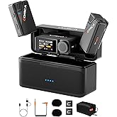 COMICA BooMax Wireless Lavalier Microphone for iPhone/Android/Camera/Camcorder/PC, Dual Lav Mic with 48kHz/32-bit Audio, 32GB Storage, Touchscreen, Lapel Mic for Video Recording, Streaming, Podcast