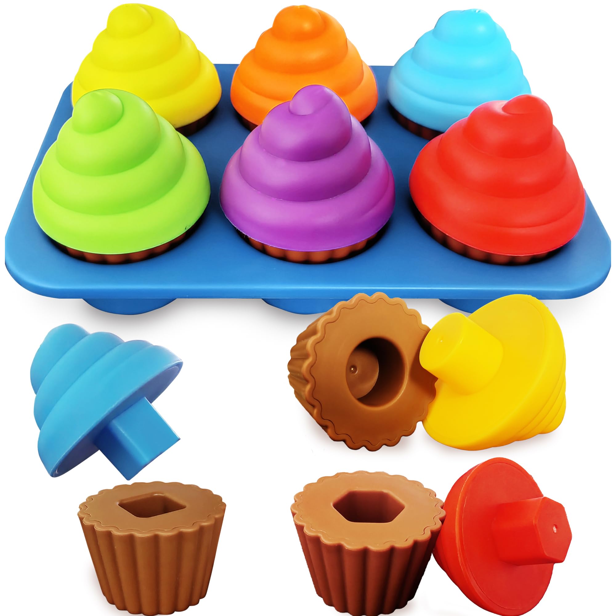 Cupcake Toy Learning Colors and Shape-Sorting for Toddlers 1-3 - Geometry Manipulatives Sensory Montessori Toys for 18 Month Old Girls Boys