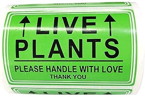 WOOTILE Green Live Plants Stickers for Shipping 2x3 inch Please Handle with Love Stickers Fragile Shipping Labels for Warehouse Pallet Garden Centers,Landscaping,Nurseries 250pcs Live Plants Sticker per roll