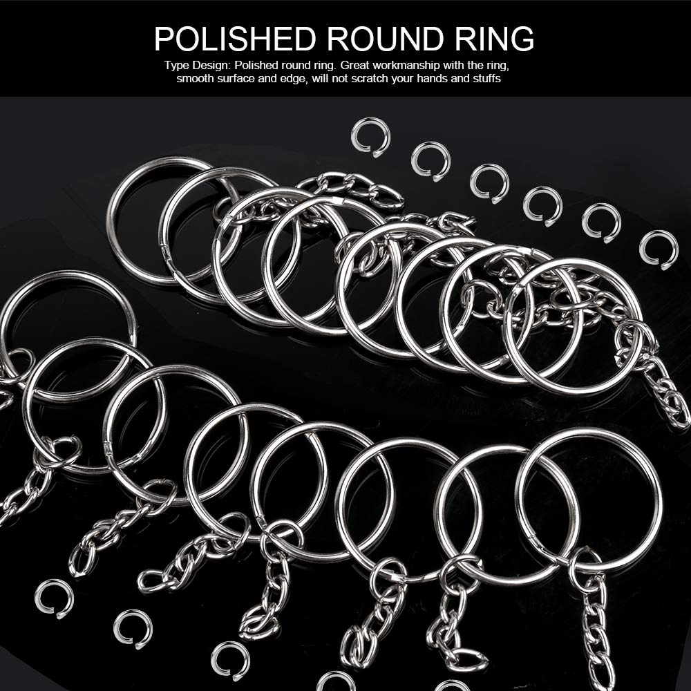 Teenitor Key Chain Rings Keychain Rings, 60pcs Key Ring Metal Keychain Split Key Rings Bulk, Keyring 25mm with 26mm Key Chains and 60pcs Open Jump Ring for Craft Key Ring