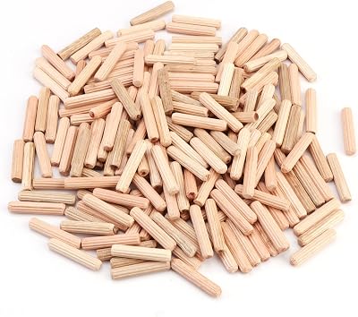 IBEIKE 200Pcs Wooden Dowels 6mmx30mm Wood Pins Fluted Hardwood Plugs