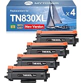 TN830XL TN830 XL/V/R Toner Compatible for Brother Printer L2640DW L2460DW | TN-830XL Black High Yield for DCP-L2640DW HL-L2460DW L2480DW MFC-L2820DW XL HL-L2405W L2400D 2465DW 4-Pack Office printing