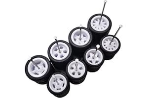 XYELKW 8 Set Large and Small 1 64 Wheels and Tires Set, 1/64 Scale Wheels (Big Whee Diameter 0.5in/12.7mm Small Whee Diameter 0.42in/10.7mm) with Rubber Tires Make 1/64 Diecast Cars more Personalized (White)