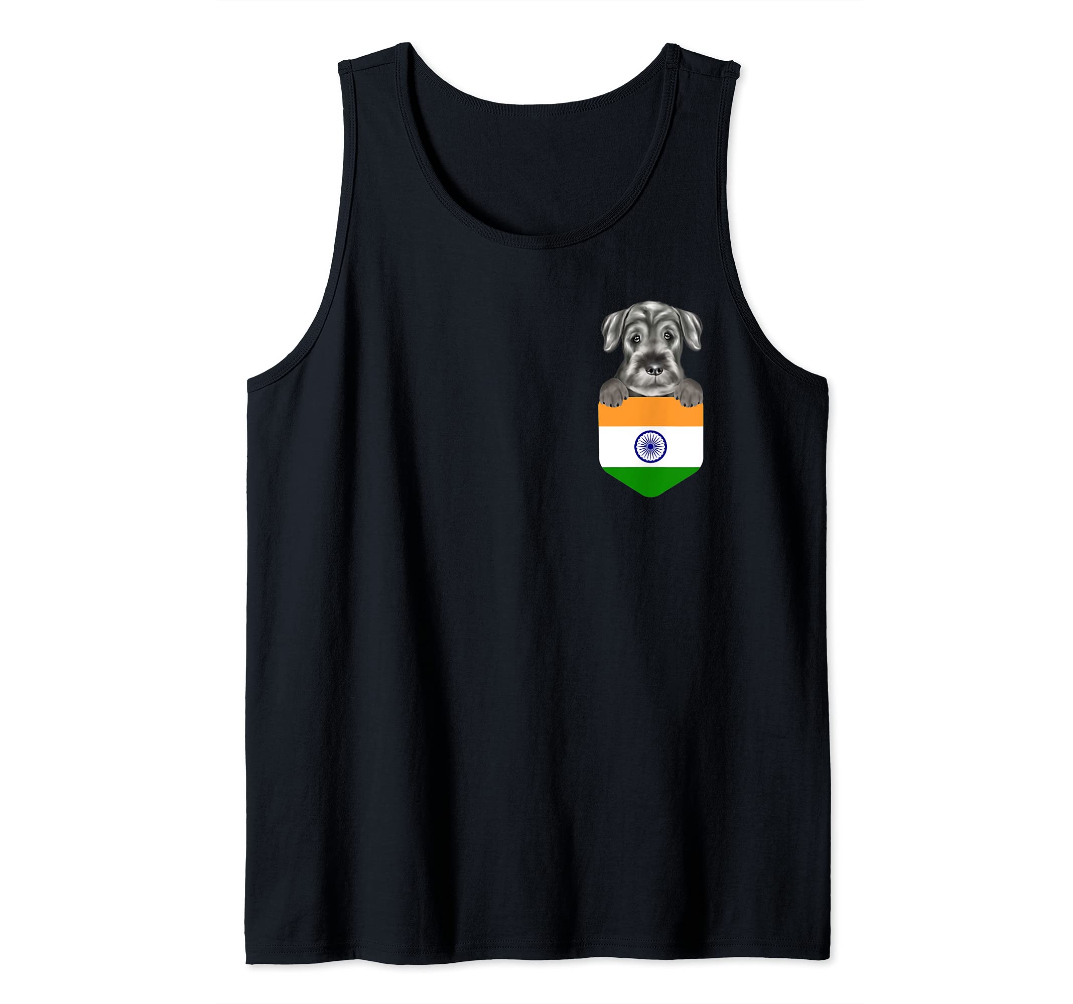 India Flag Standard Schnauzer Dog In Pocket Tank Top